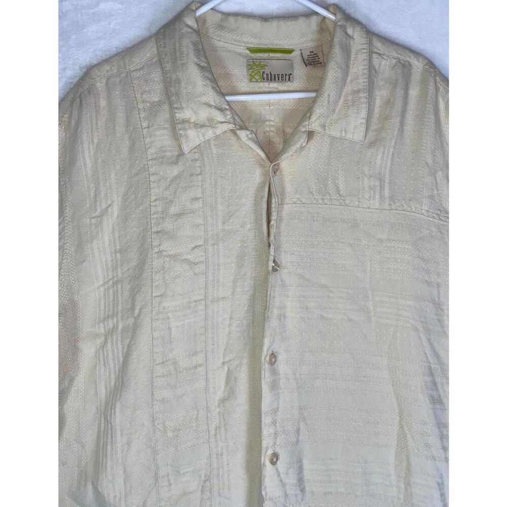 Cubavera Shirt Men 2XL XXL Tan Rayon/Poly Button Up Short Sleeve Beach Resort